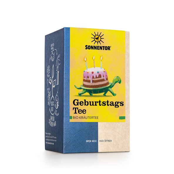 Geburtstagstee kbA, Aufgussbeutel Spender